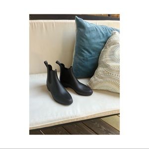 Black rain boots